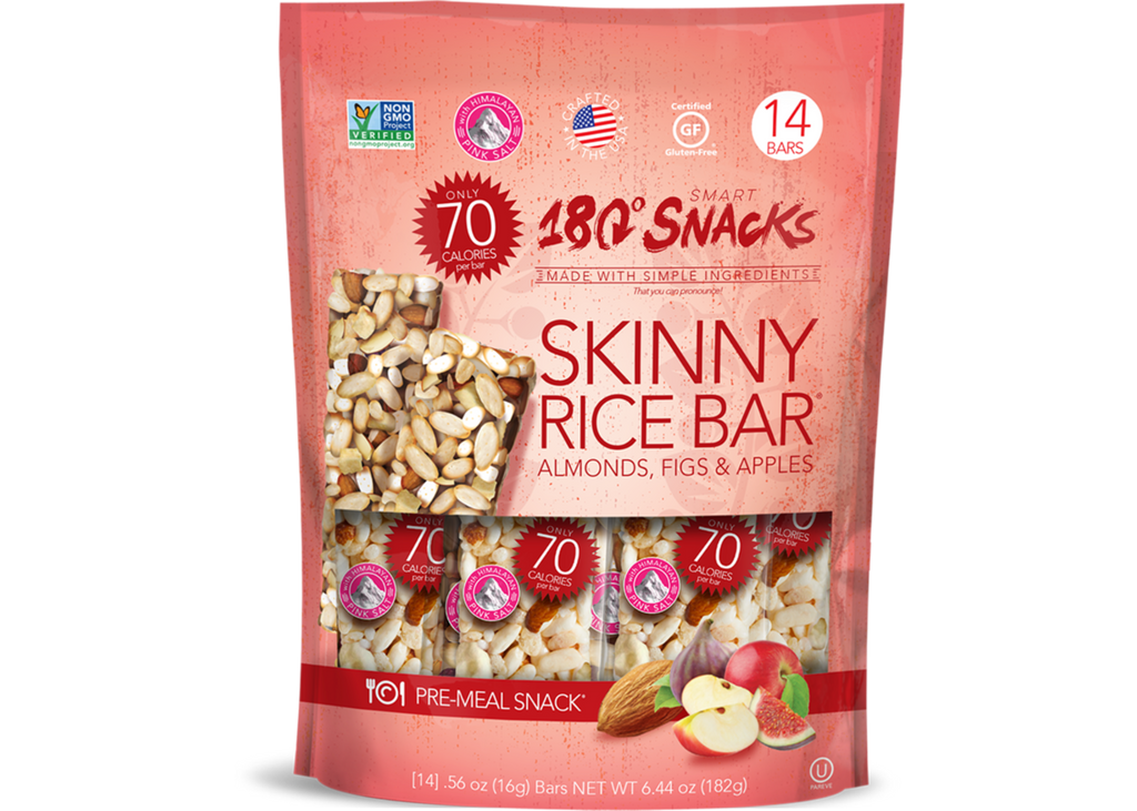 180 Snacks Skinny Rice Bar with Himalayan Salt 2 Variety Pack, Total 14 Bars