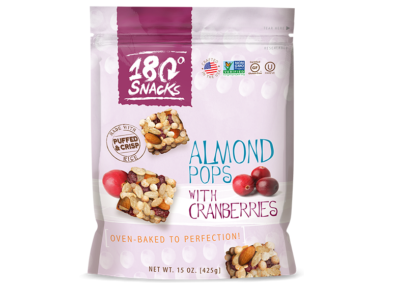Almond Pop with Cranberries (15 oz.) | 180 Snacks, Inc. / Mareblu