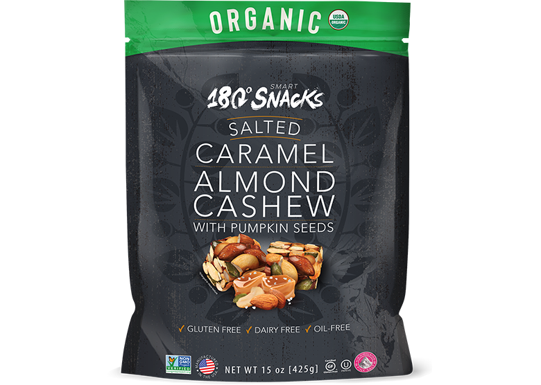Organic Salted Caramel Almond Cashew | 180 Snacks, Inc. / Mareblu